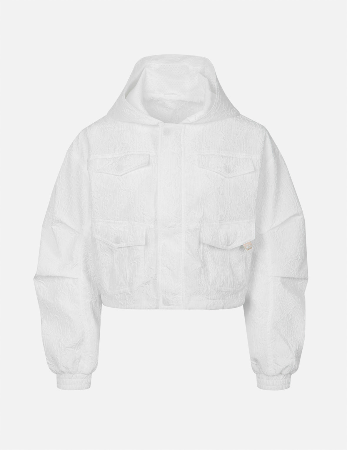 Logo Embroidery Textured Cropped Fashion Fit Windbreaker