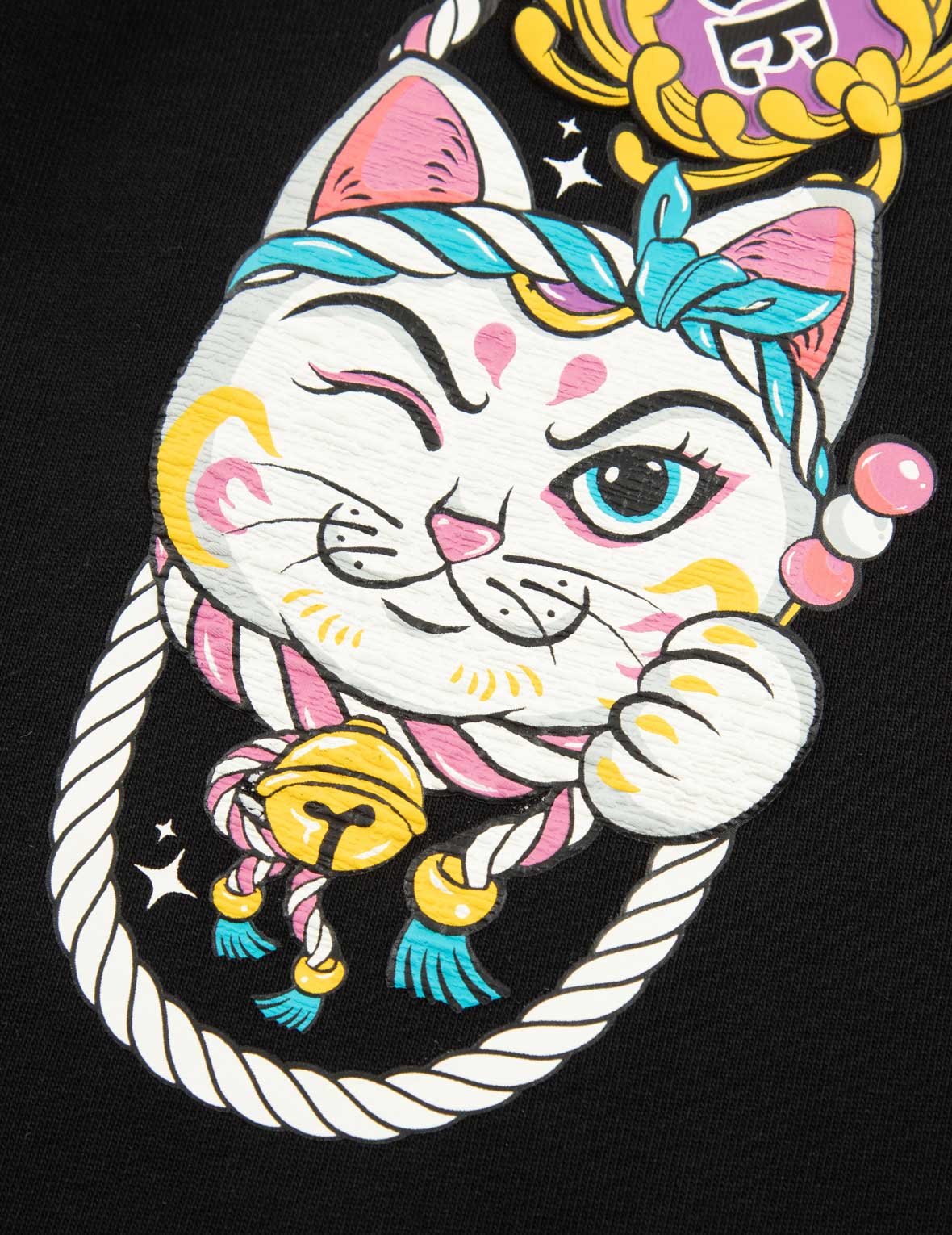 达摩和招财猫大M印花宽版运动裤