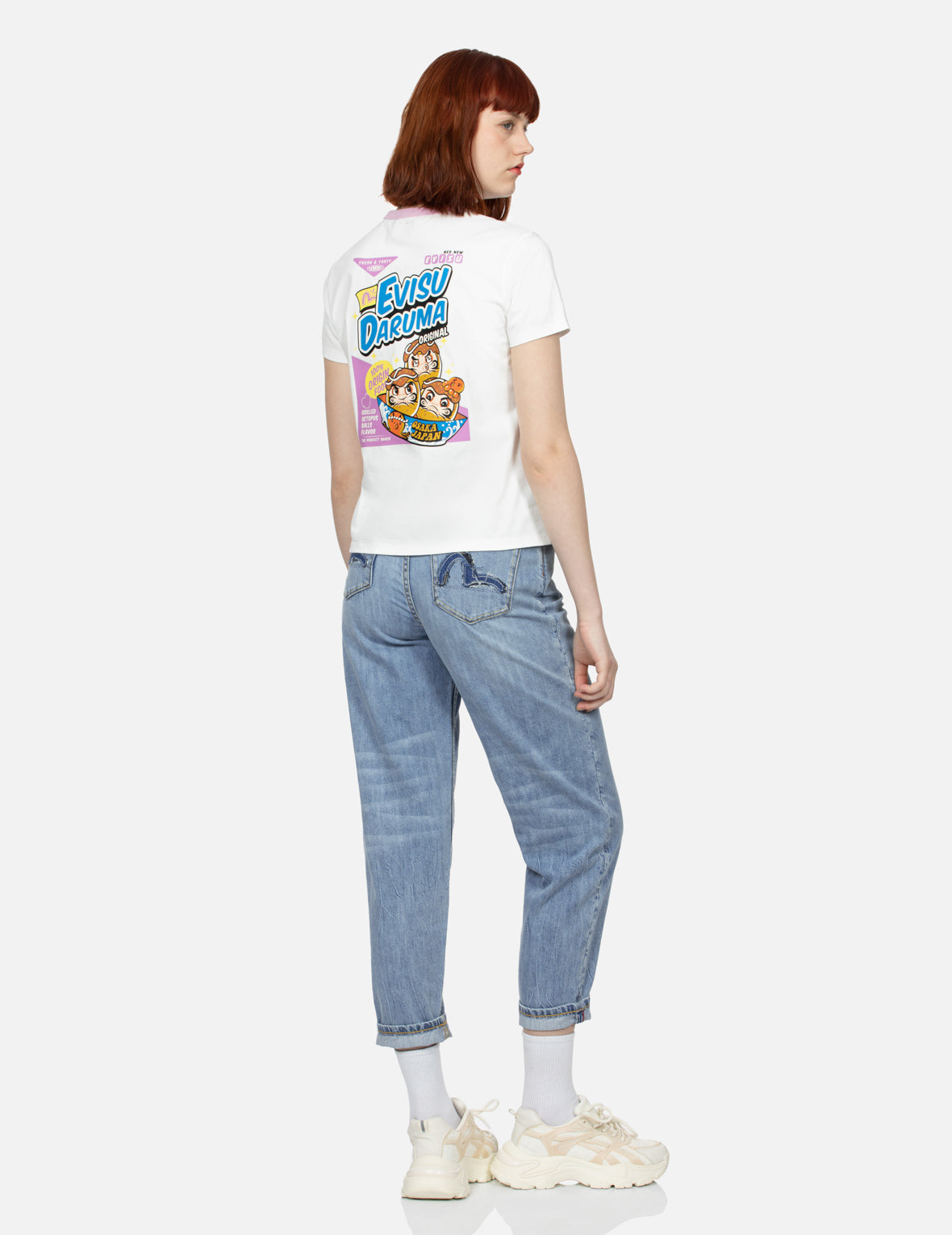 Logo and Takoyaki Daruma Print Regular Fit Ringer T-shirt