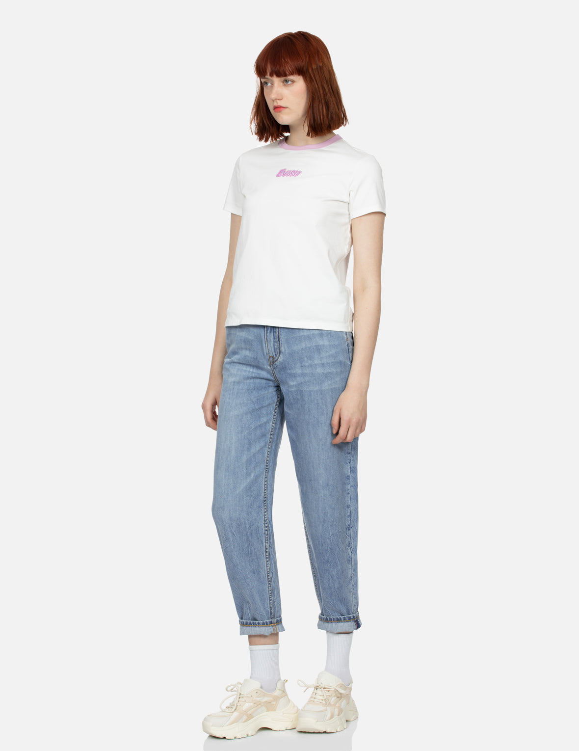 Logo and Takoyaki Daruma Print Regular Fit Ringer T-shirt