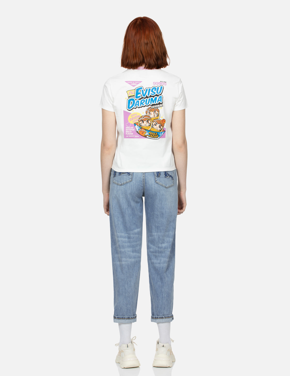 Logo and Takoyaki Daruma Print Regular Fit Ringer T-shirt