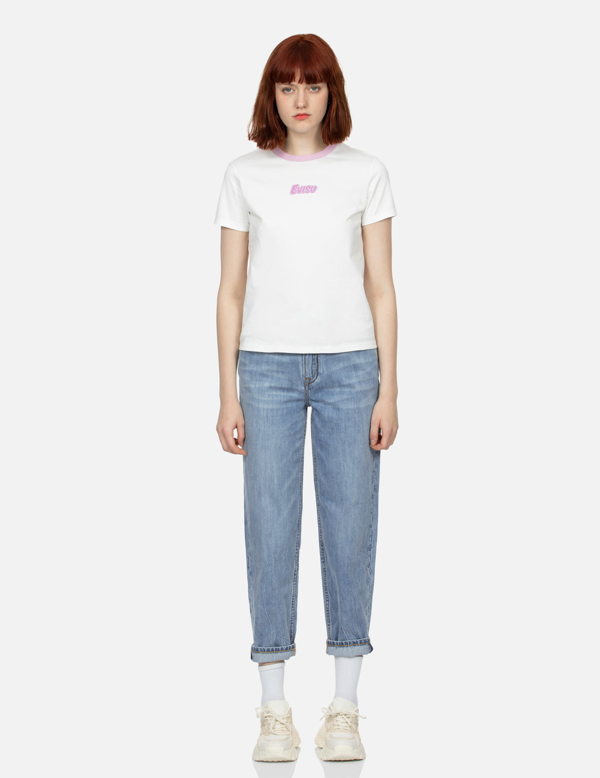 Logo and Takoyaki Daruma Print Regular Fit Ringer T-shirt