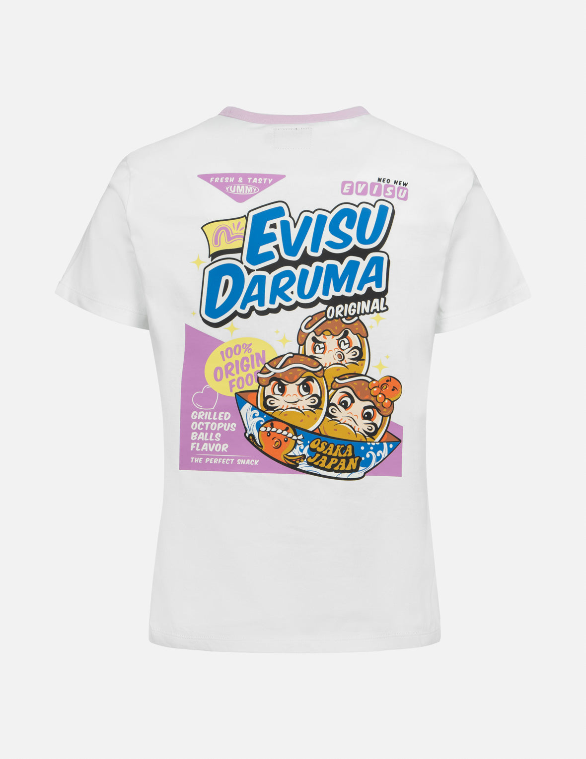 Logo and Takoyaki Daruma Print Regular Fit Ringer T-shirt