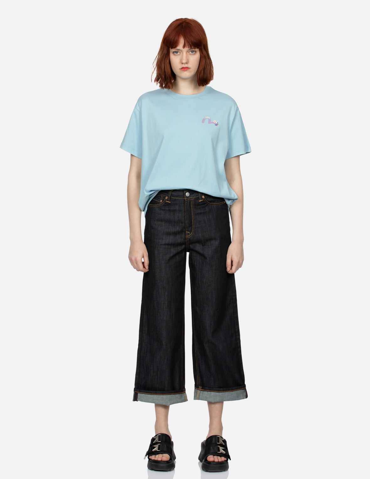 仙鹤和紫藤花大M印花男友款T恤