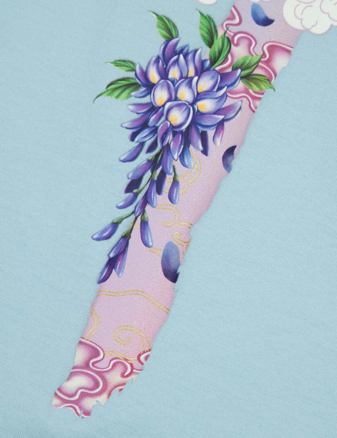 仙鹤和紫藤花大M印花男友款T恤