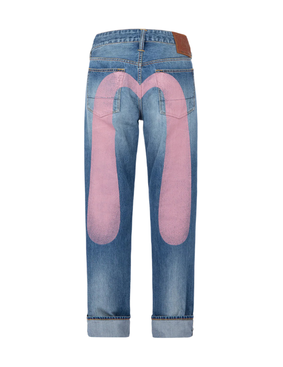 大Ｍ印花阔脚牛仔裤 #2000