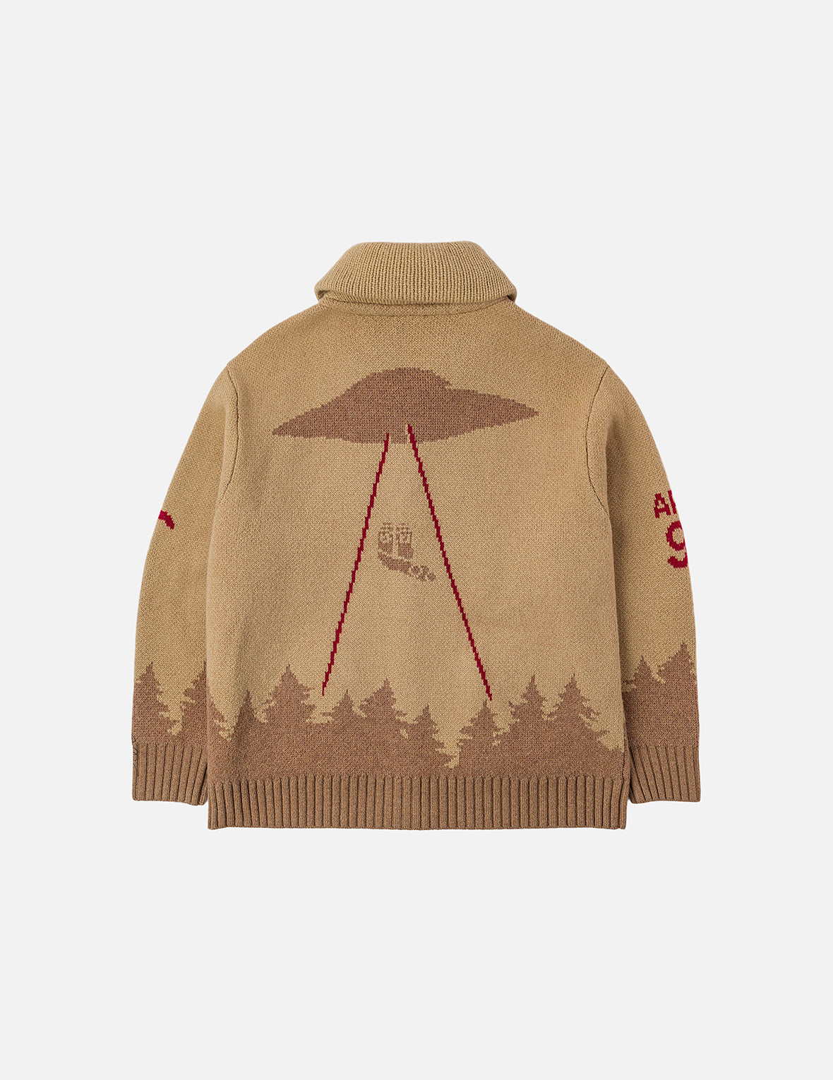 UFO and Cowichan Intarsia Patterns Relax Fit Knitted Sweatshirt