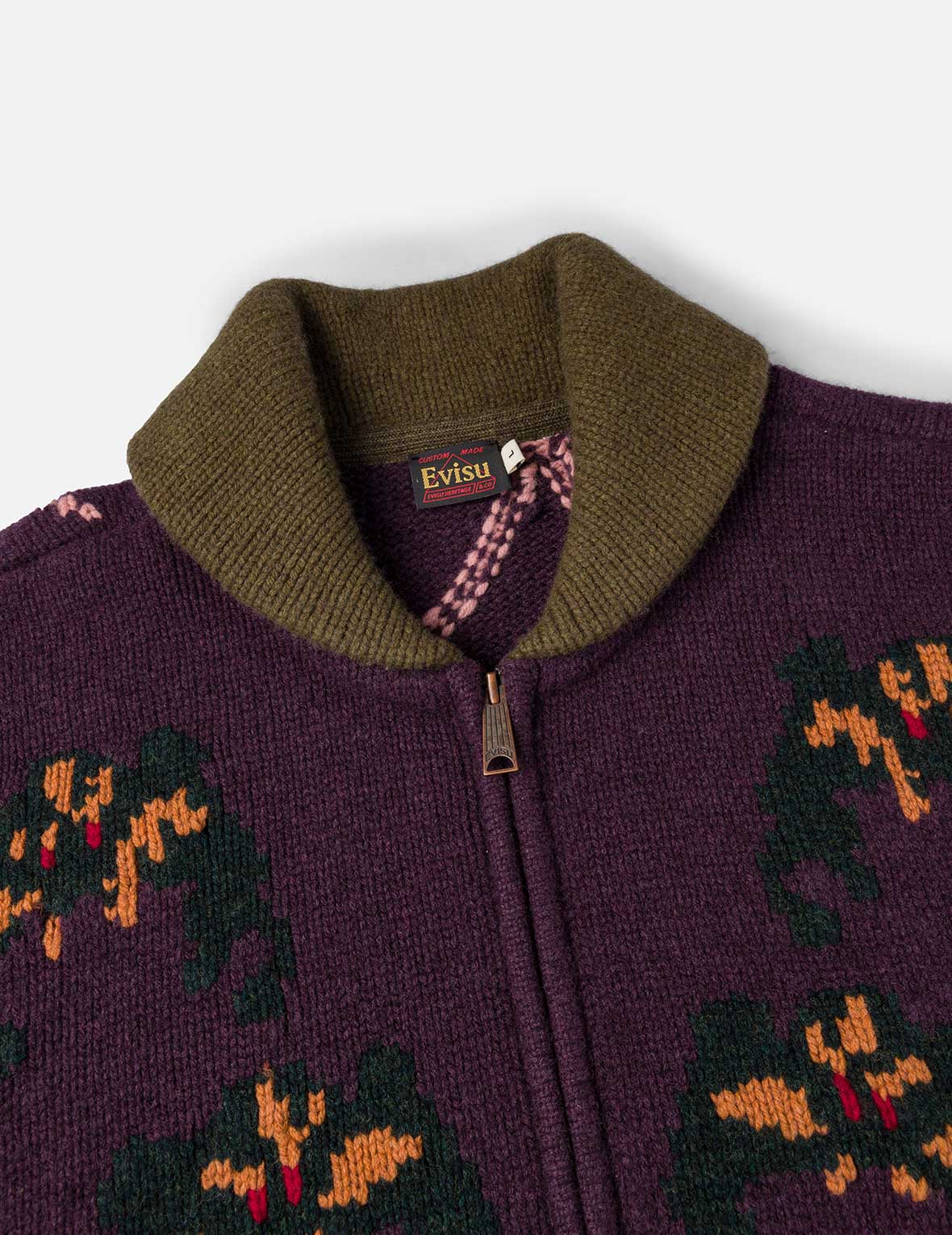 Spiders and Seagull Intarsia Knit Relax Fit Cowichan Sweater