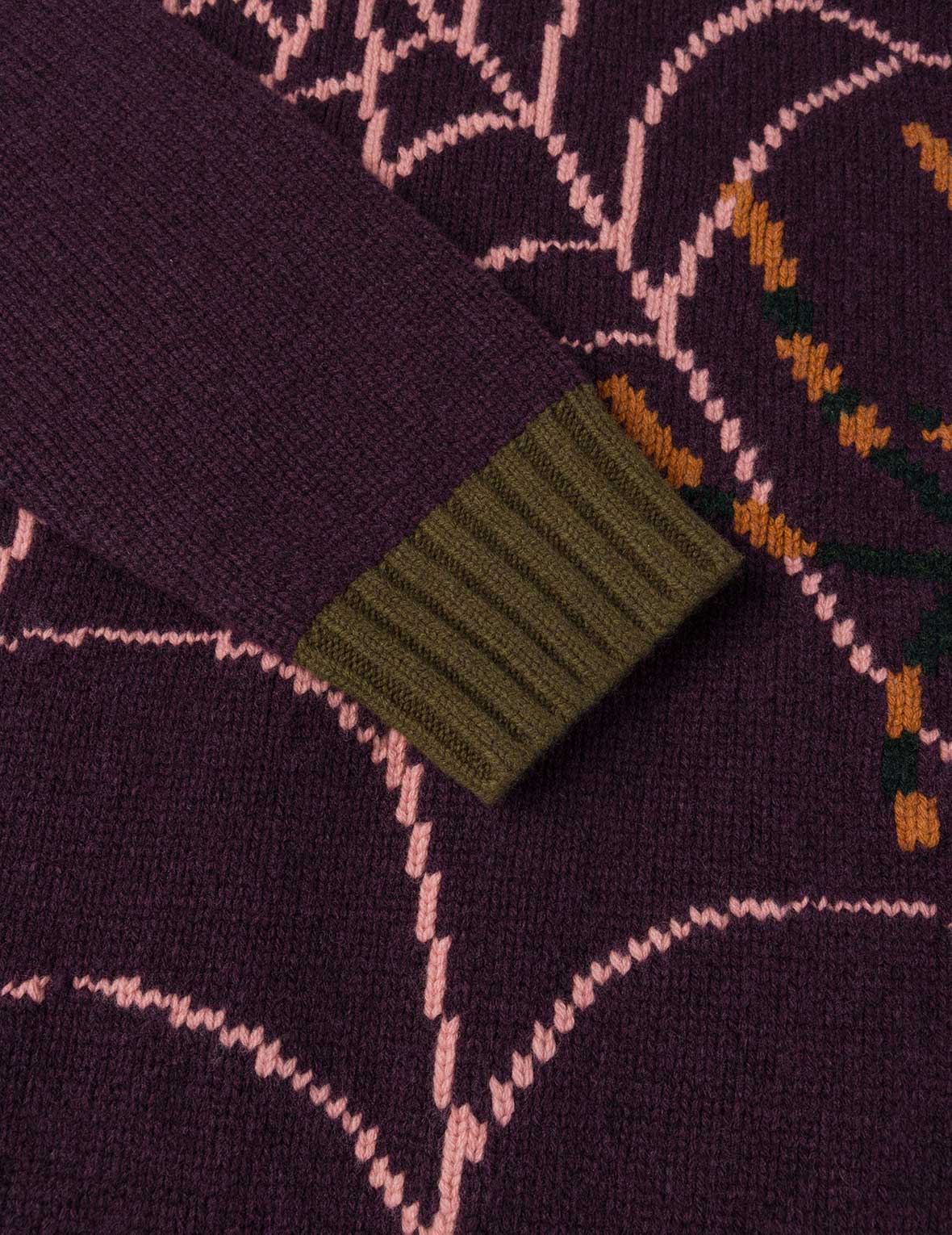 Spiders and Seagull Intarsia Knit Relax Fit Cowichan Sweater