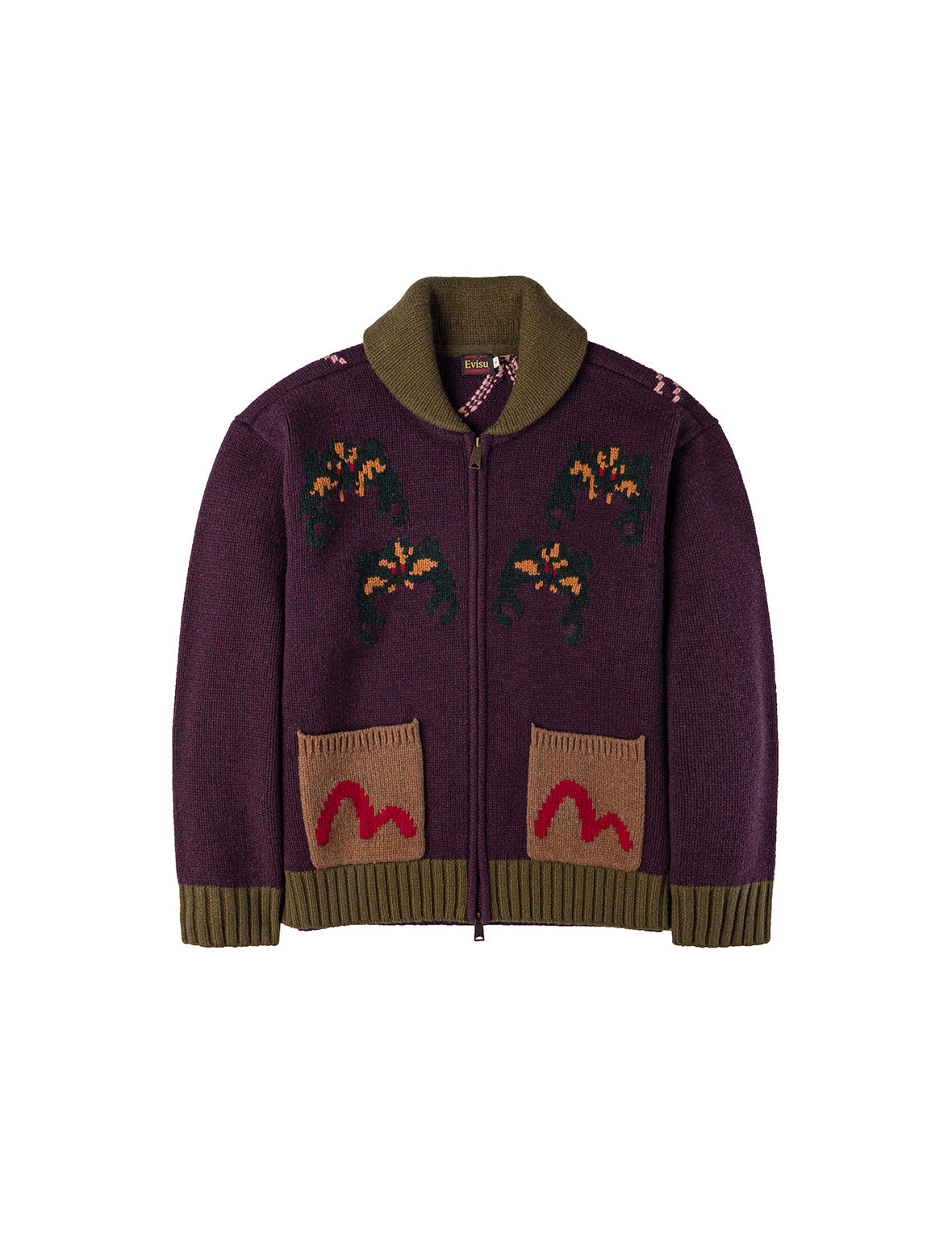 Spiders and Seagull Intarsia Knit Relax Fit Cowichan Sweater