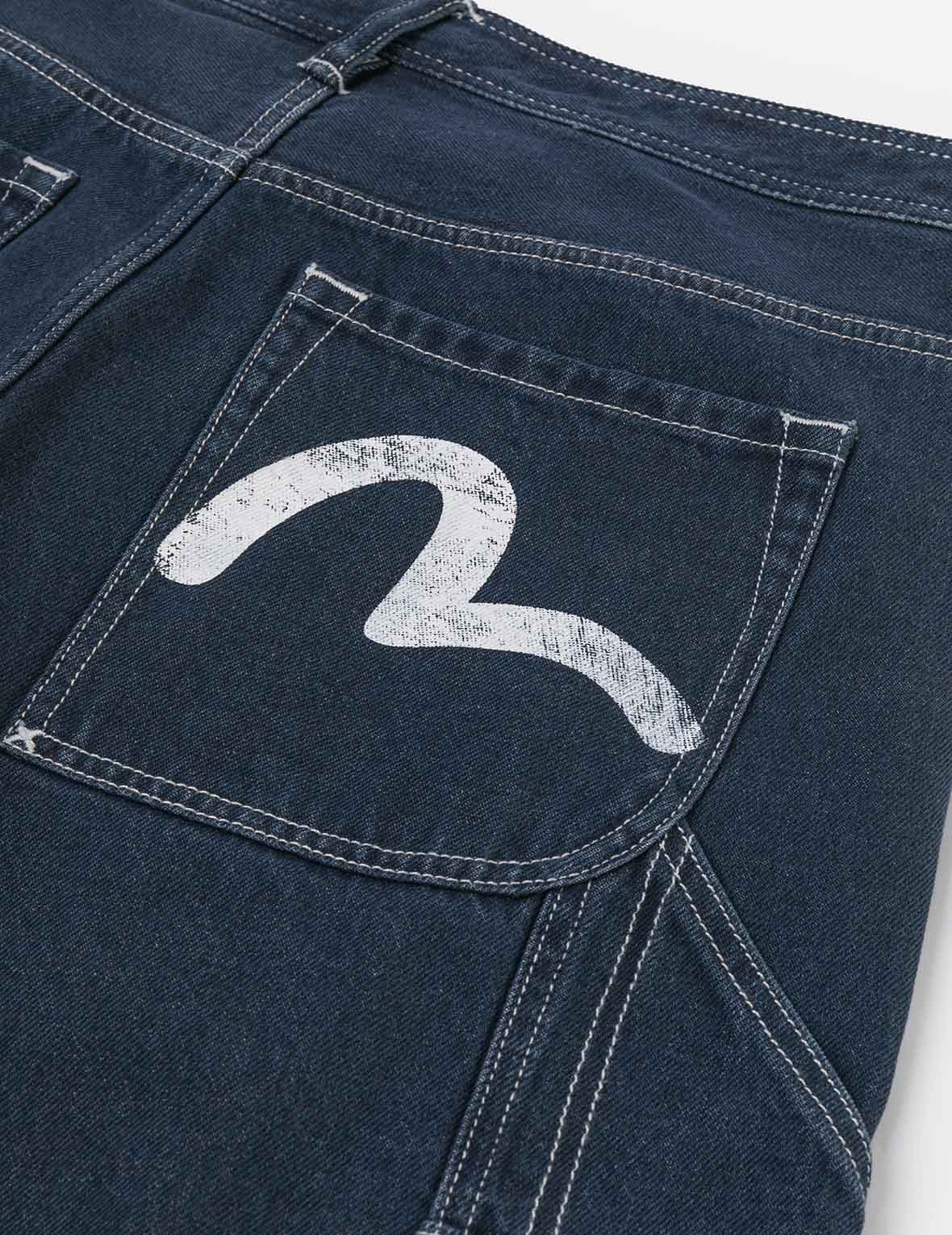 斑驳海鸥印花宽版工装牛仔裤