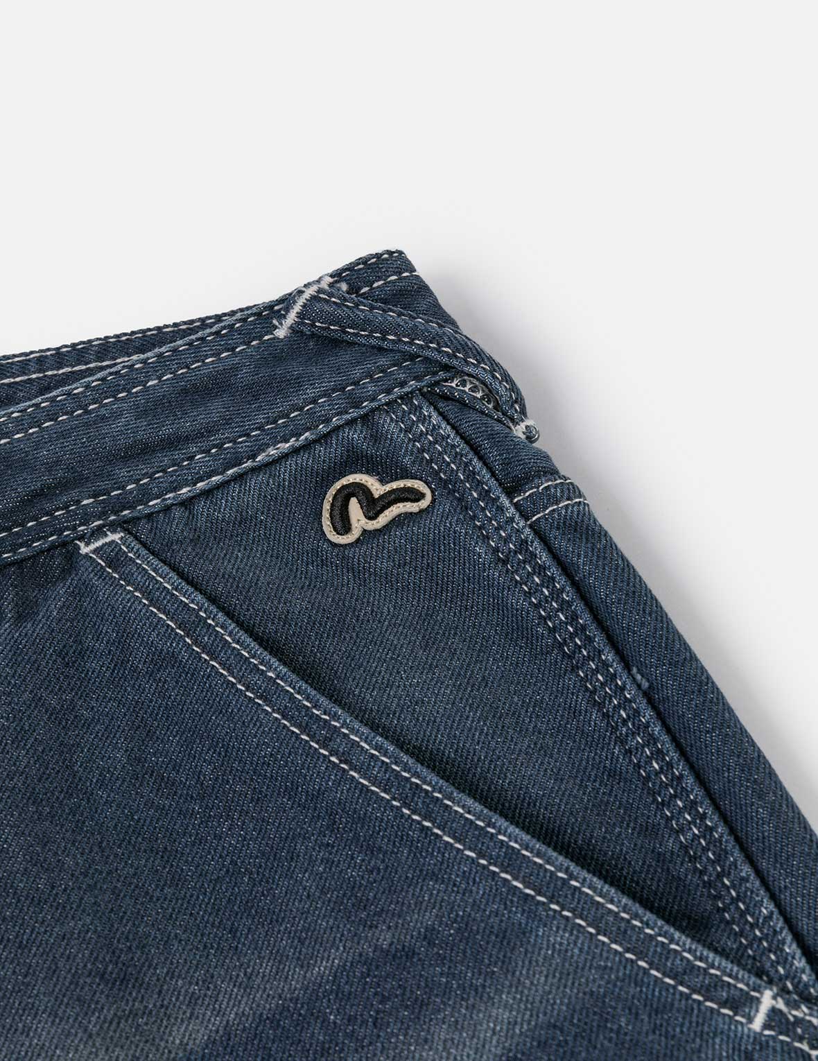 斑驳海鸥印花宽版工装牛仔裤