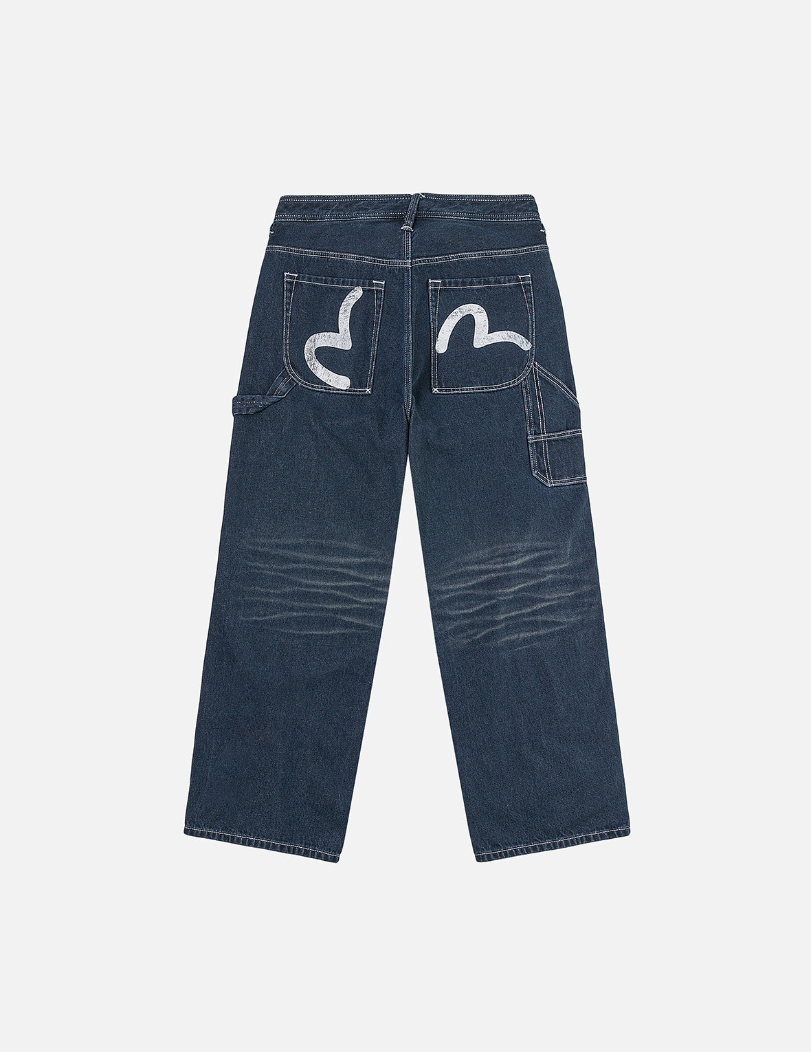 斑驳海鸥印花宽版工装牛仔裤