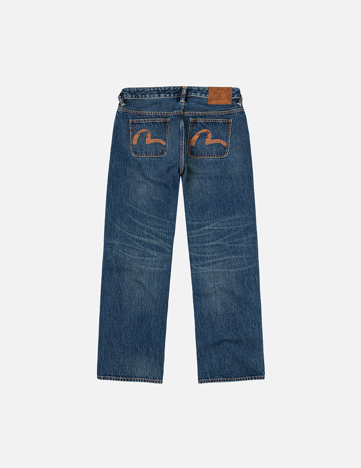 斑驳海鸥印花常规版型牛仔裤