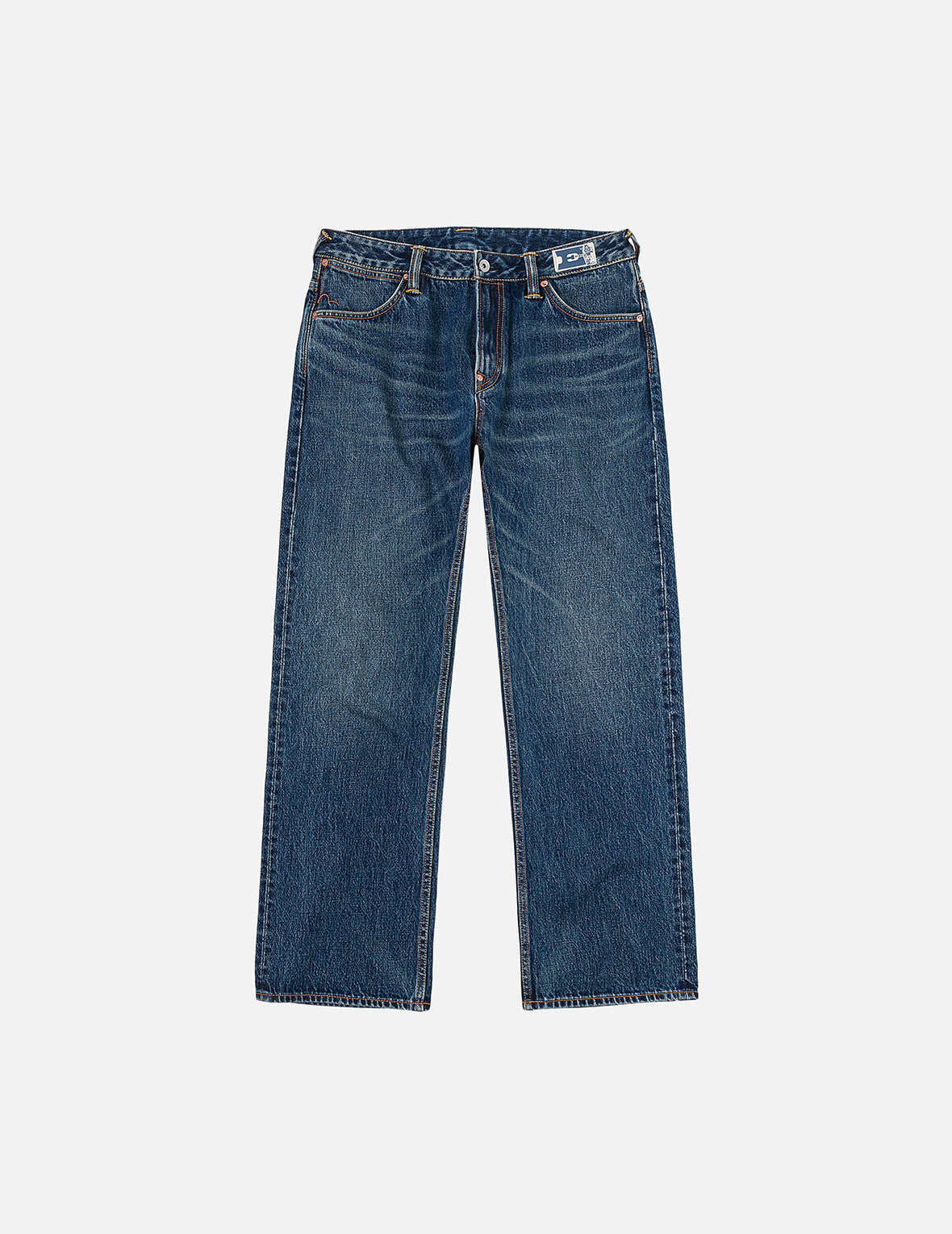 斑驳海鸥印花常规版型牛仔裤