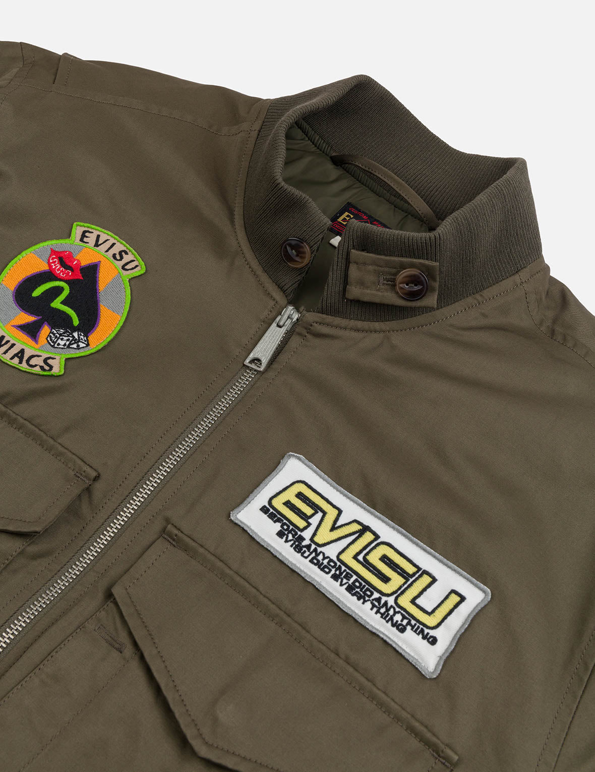 Multi Logo Badges Embroidery Regular Fit Padded Bomber Jacket