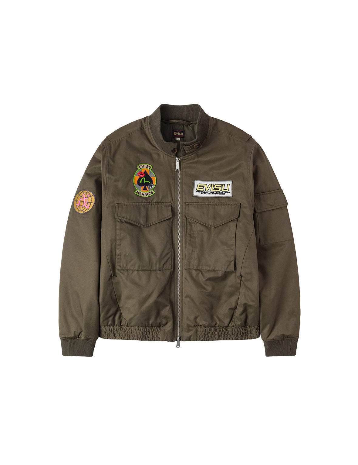 Multi Logo Badges Embroidery Regular Fit Padded Bomber Jacket