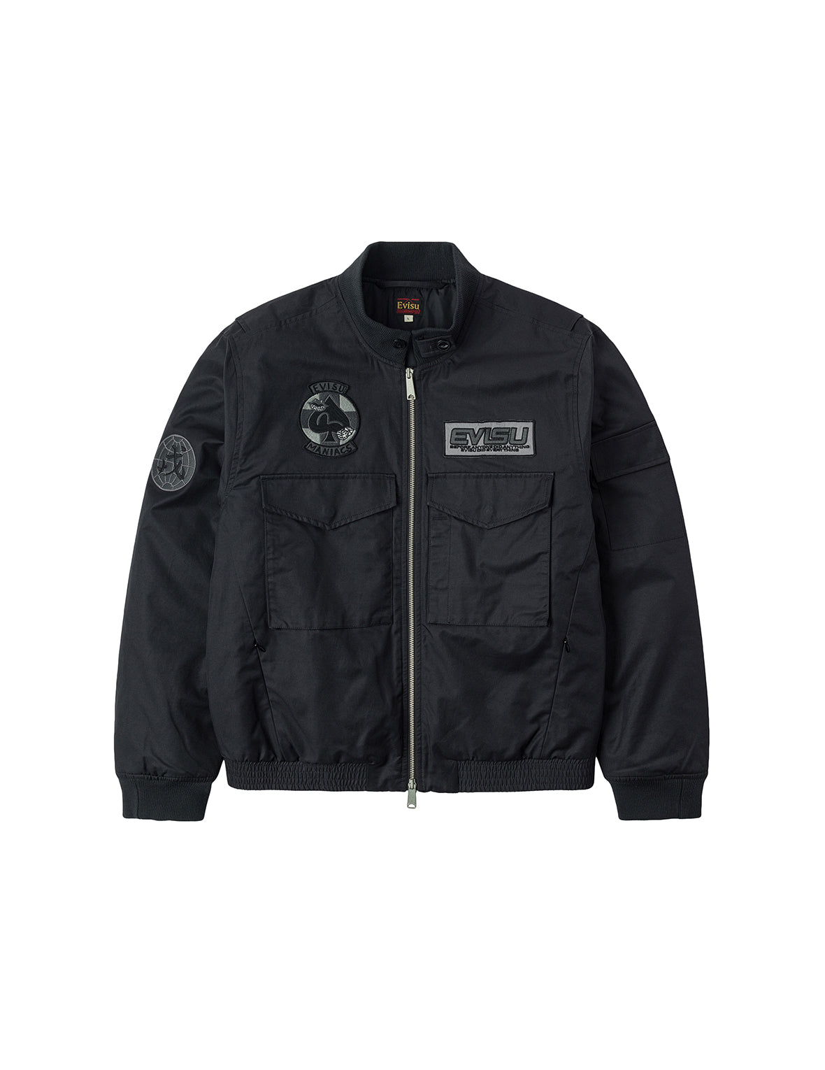 Multi Logo Badges Embroidery Regular Fit Padded Bomber Jacket