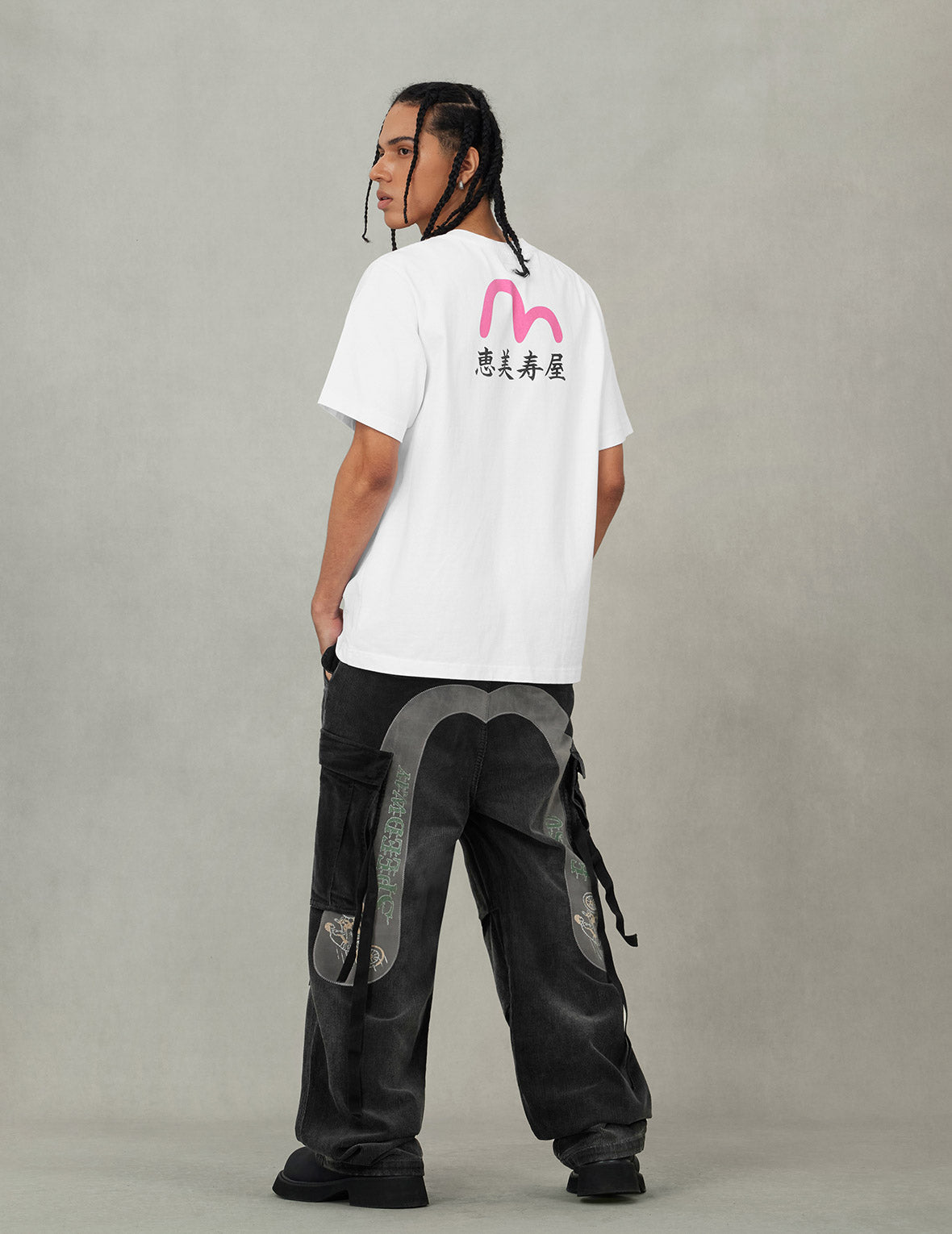 洗水大M刺绣灯芯绒工装阔腿裤