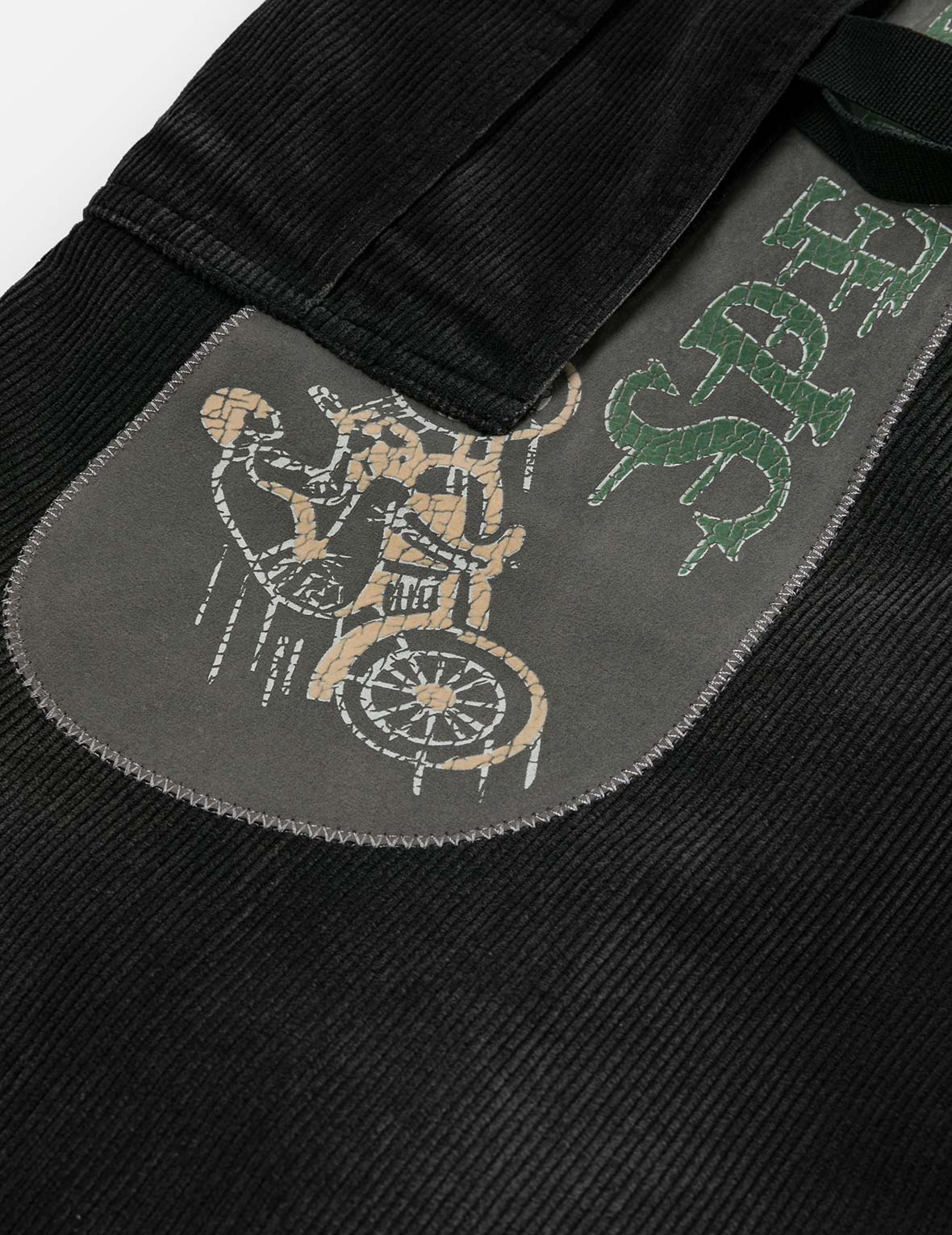 洗水大M刺绣灯芯绒工装阔腿裤