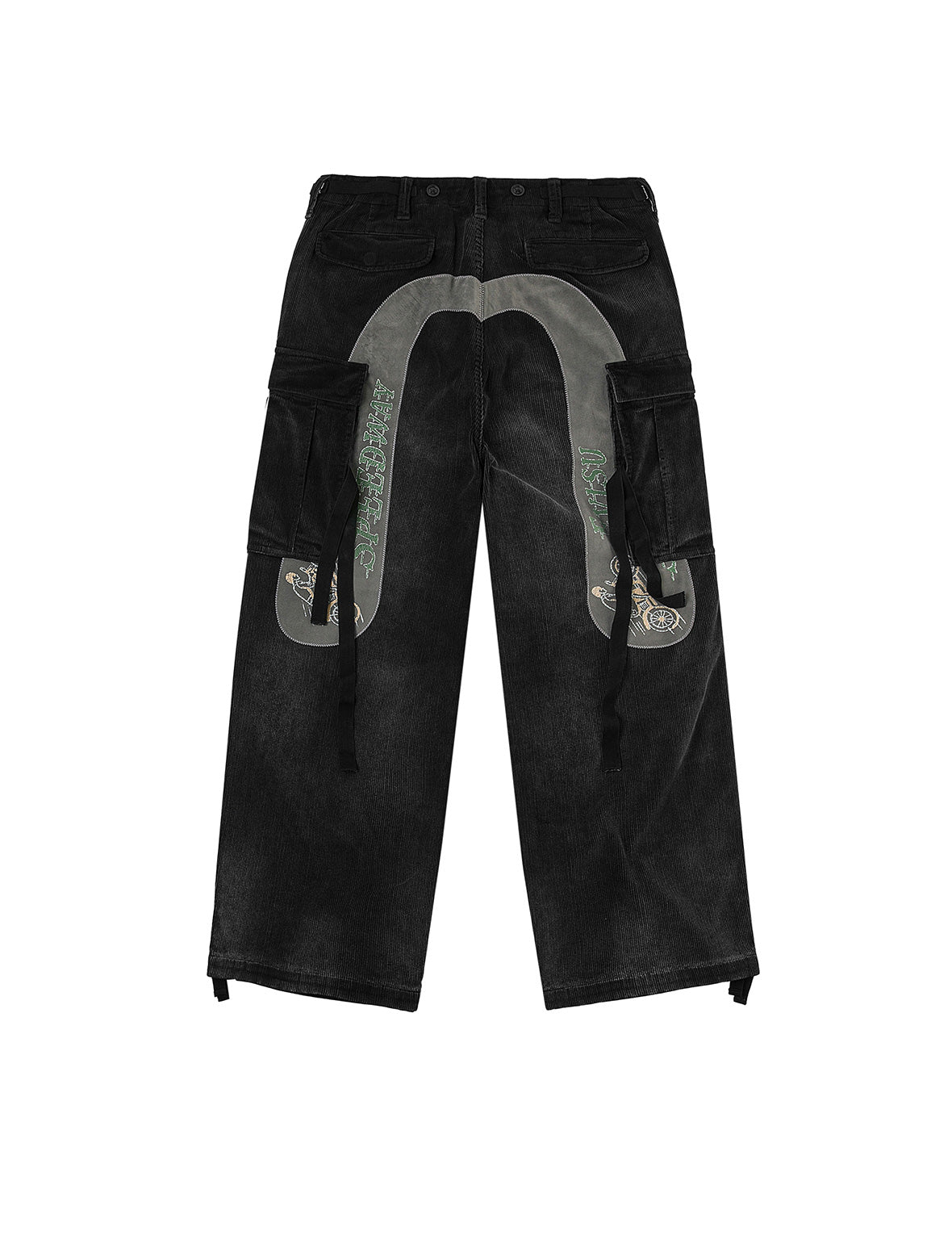 洗水大M刺绣灯芯绒工装阔腿裤