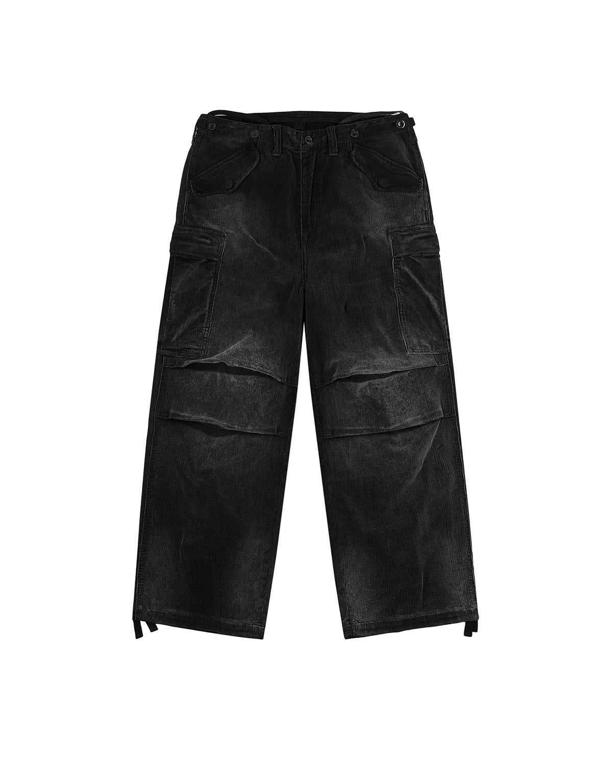 洗水大M刺绣灯芯绒工装阔腿裤