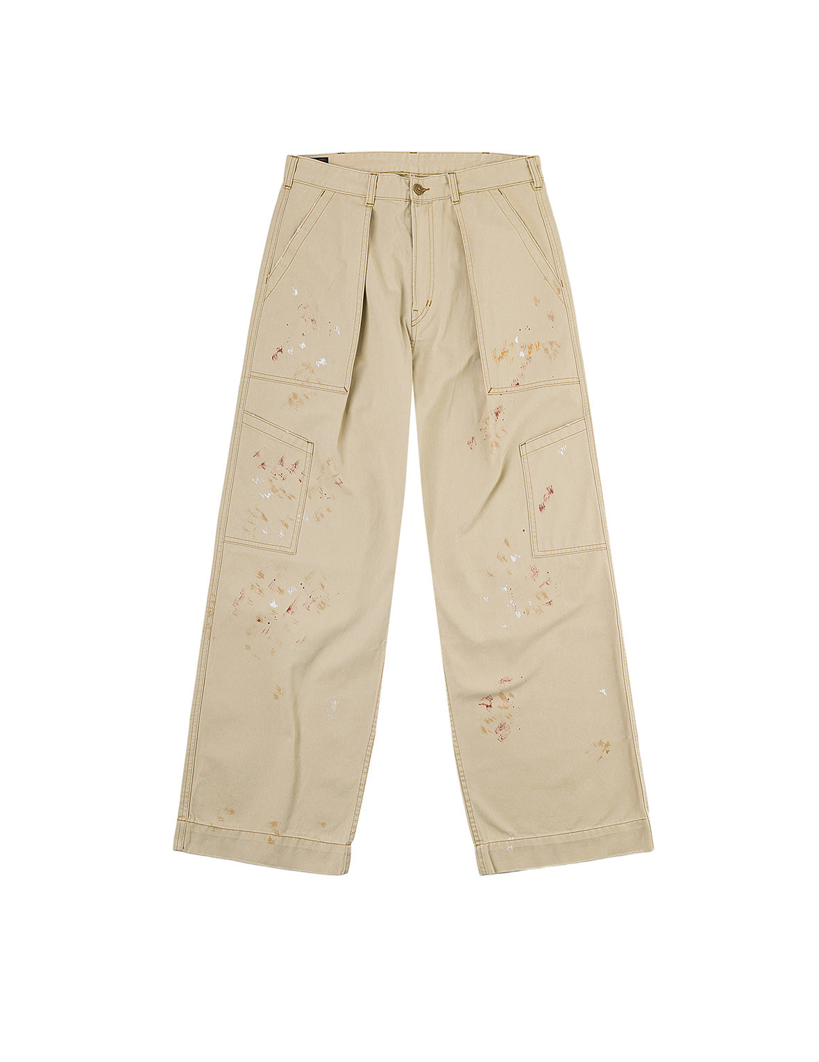 Hand-Painted Seagull and Splash-ink Print Relax Fit Flight Pants