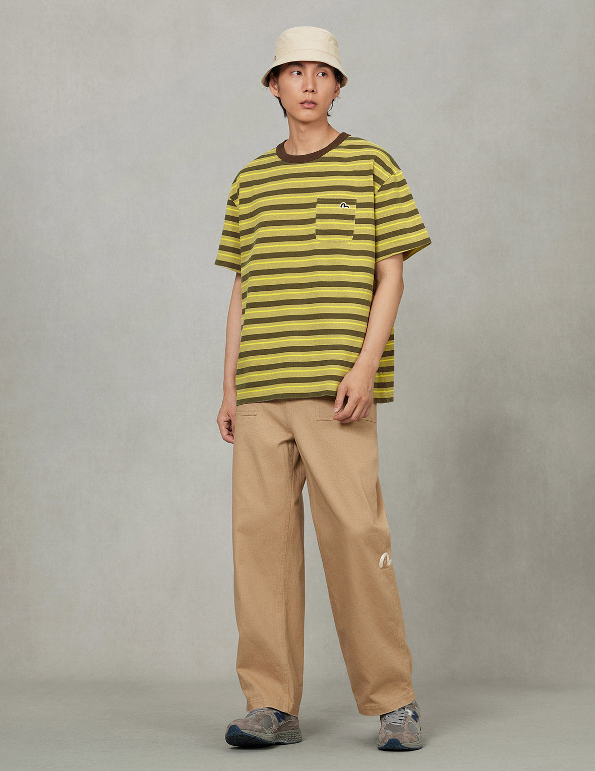 小海鸥贴布宽版休闲条纹T恤