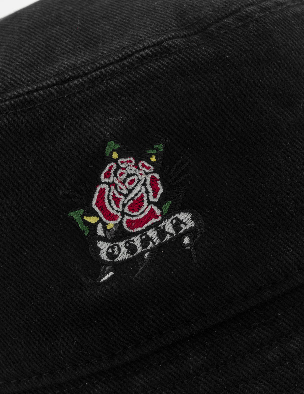 Rose Embroidery Denim Bucket Hat