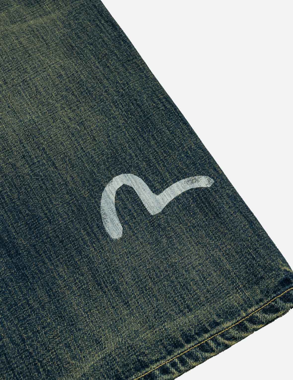 Dark Green Washed Graphic Loose Fit Jeans