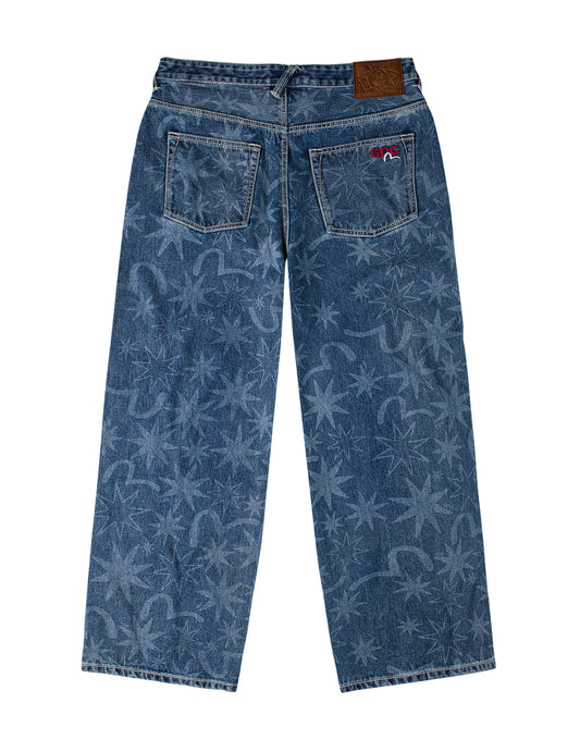 EVISU X GDC Allover Washed Print Relax Fit Jeans