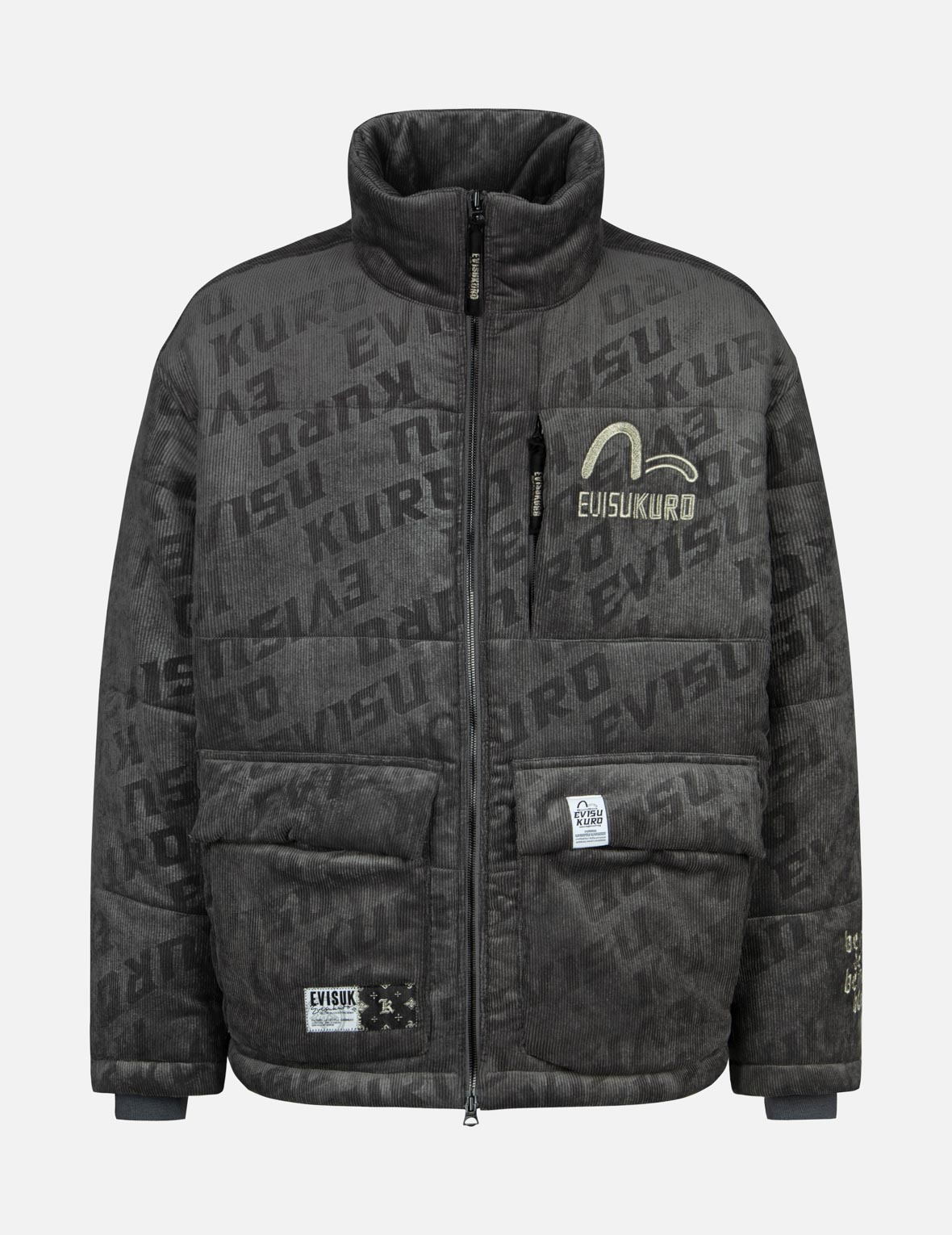 Allover Monogram Embossing Relax Fit Corduroy Padded Jacket