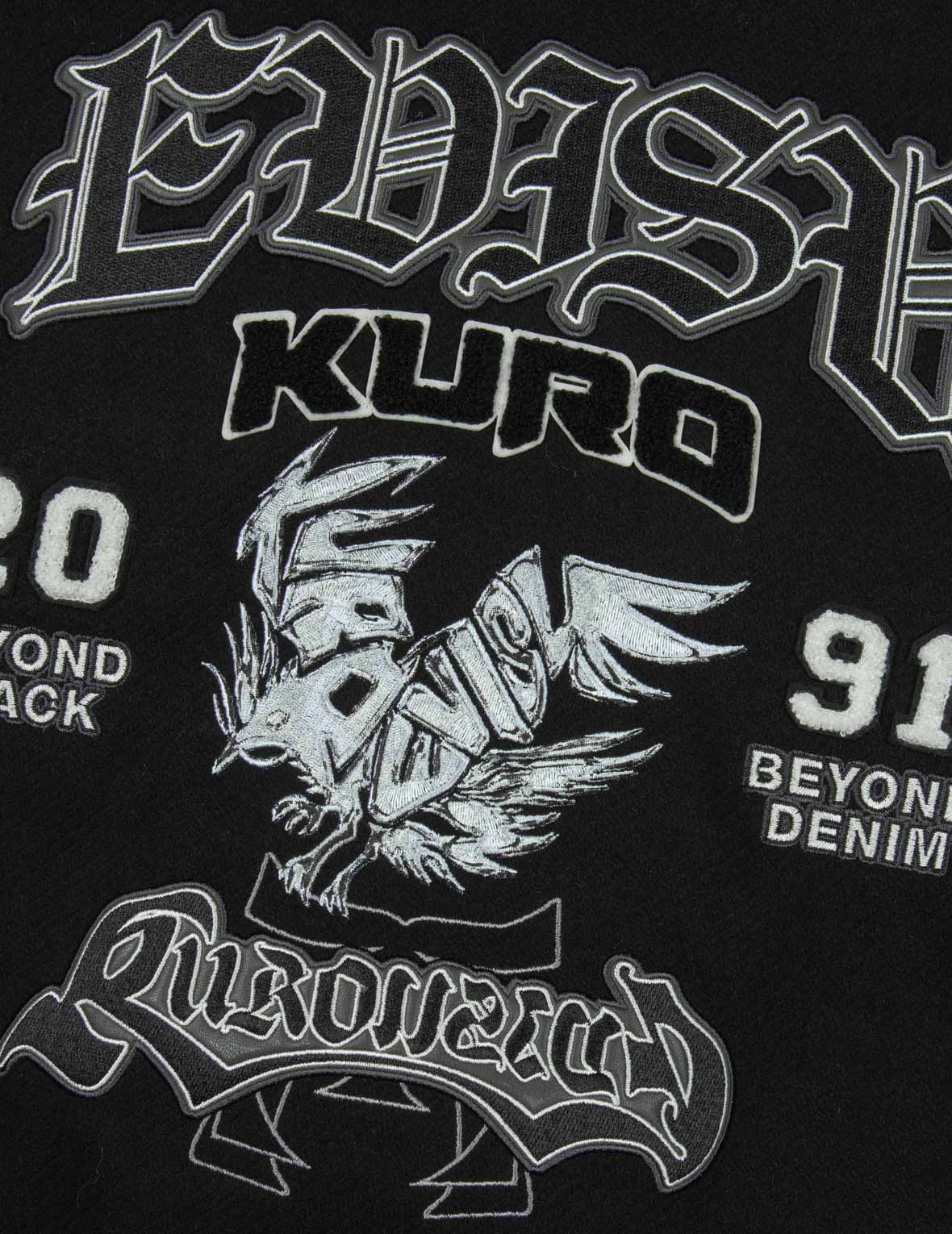 多重商标刺绣徽章宽版休闲夹棉棒球外套