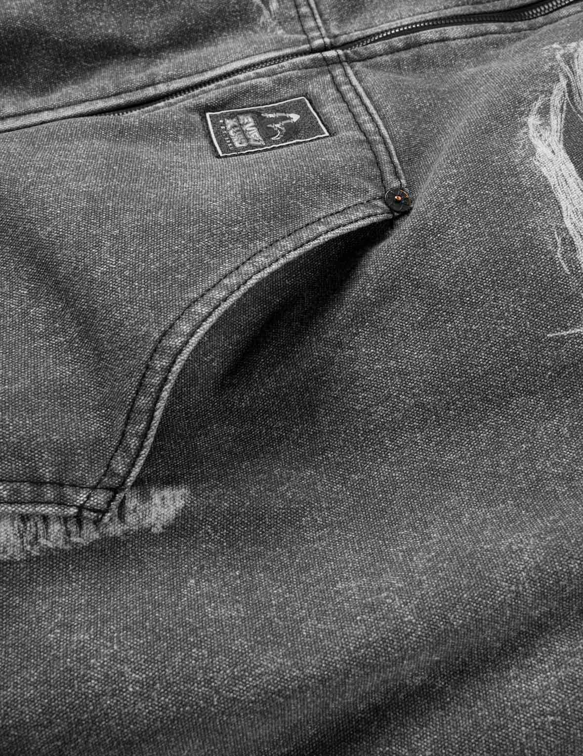 破损印花和商标刺绣寛松飞行员夹棉外套