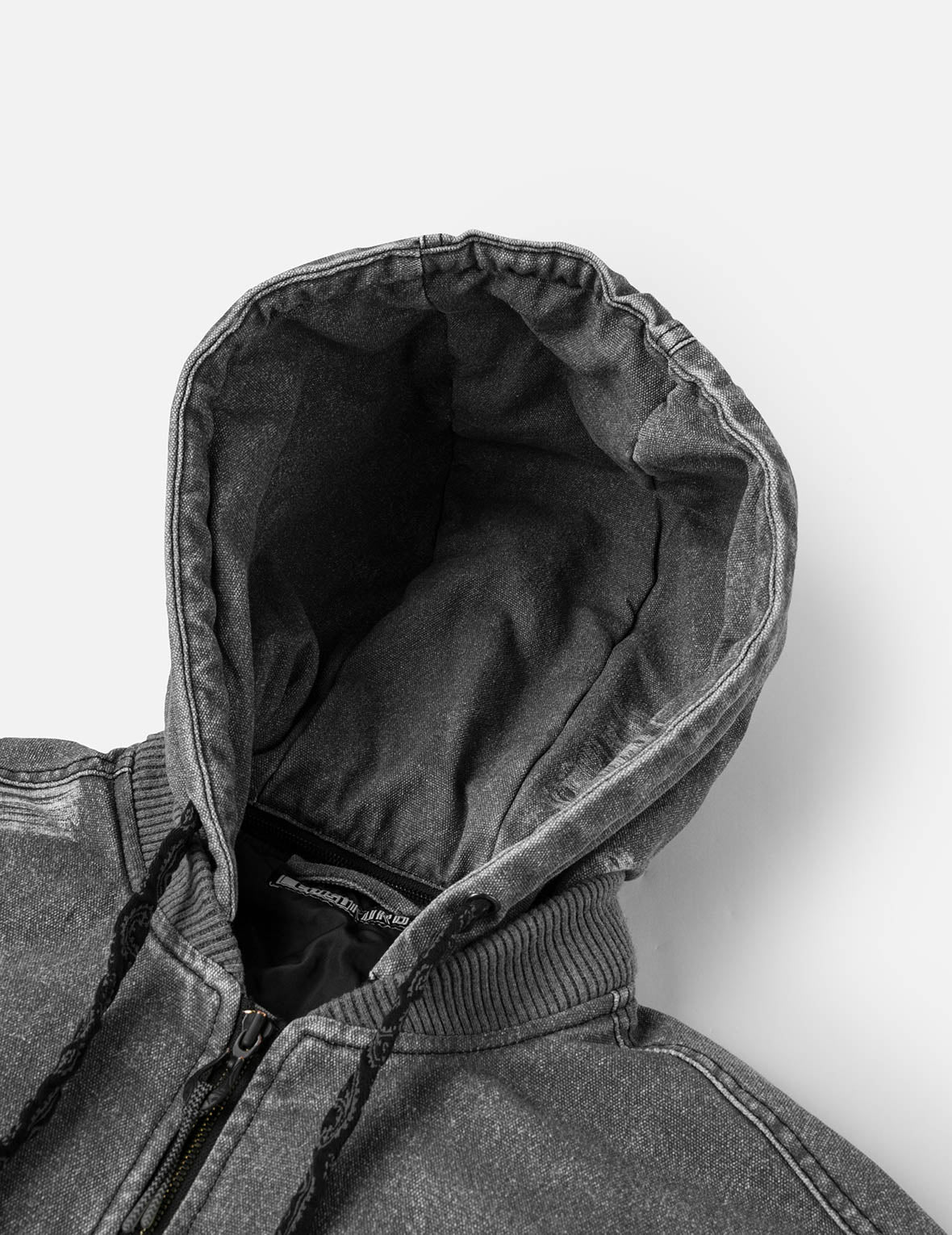 破损印花和商标刺绣寛松飞行员夹棉外套