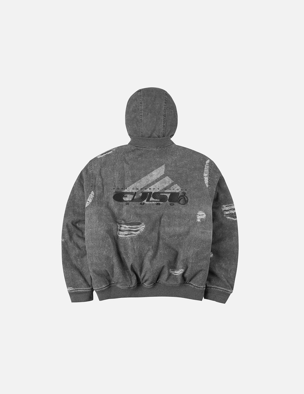 破损印花和商标刺绣寛松飞行员夹棉外套