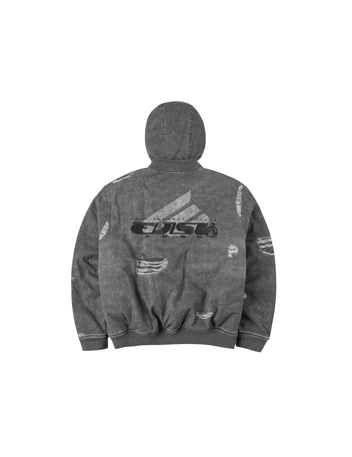 破损印花和商标刺绣寛松飞行员夹棉外套