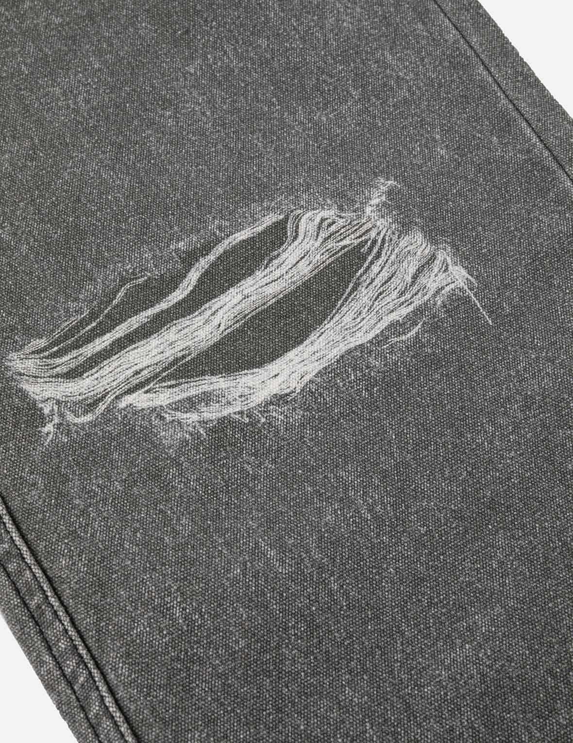 破损印花休闲长裤