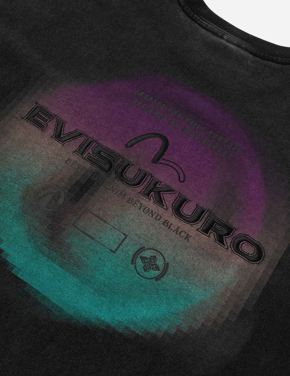 Washed Distressed Pocket and Gradient Print Loose Fit T-shirt
