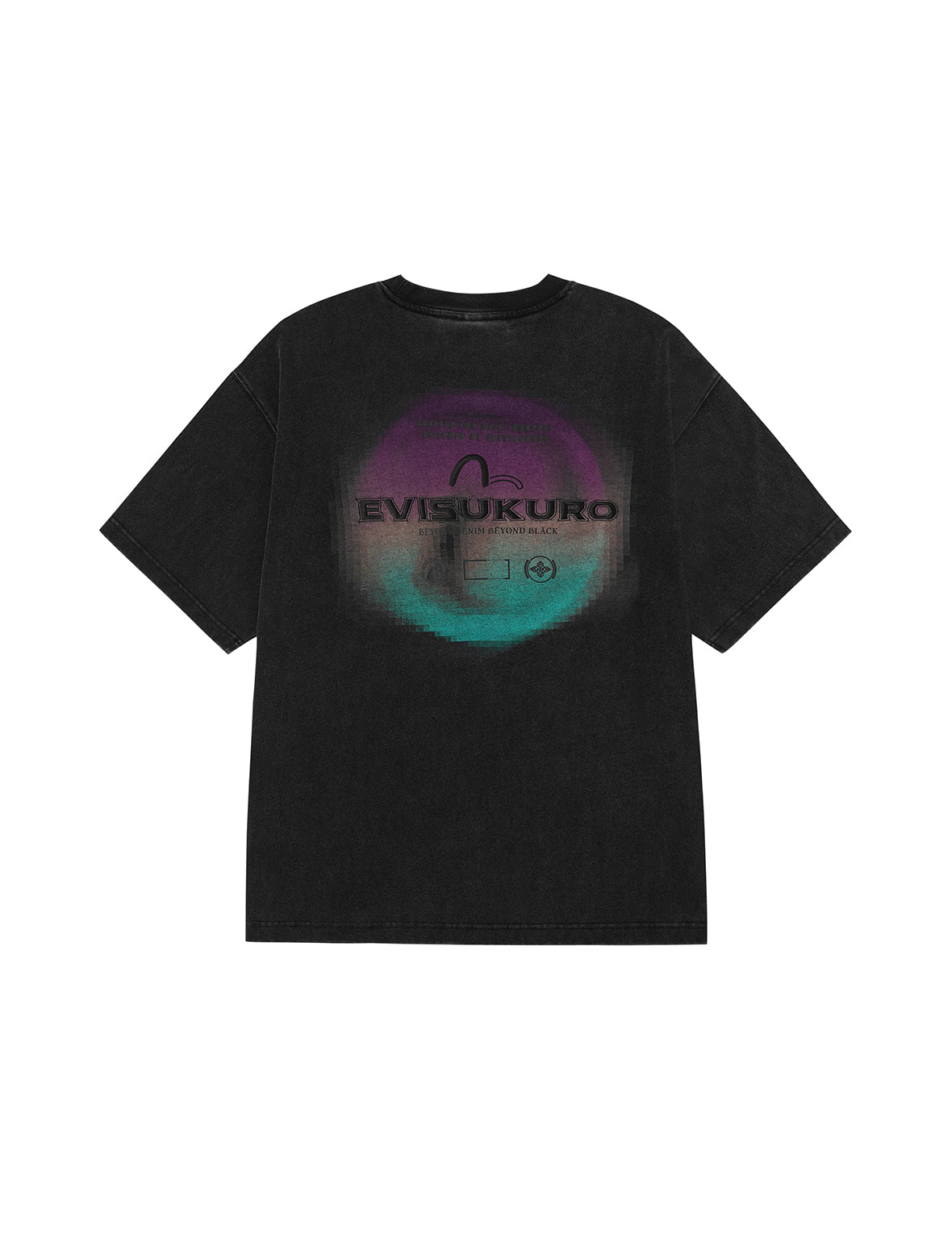 Washed Distressed Pocket and Gradient Print Loose Fit T-shirt
