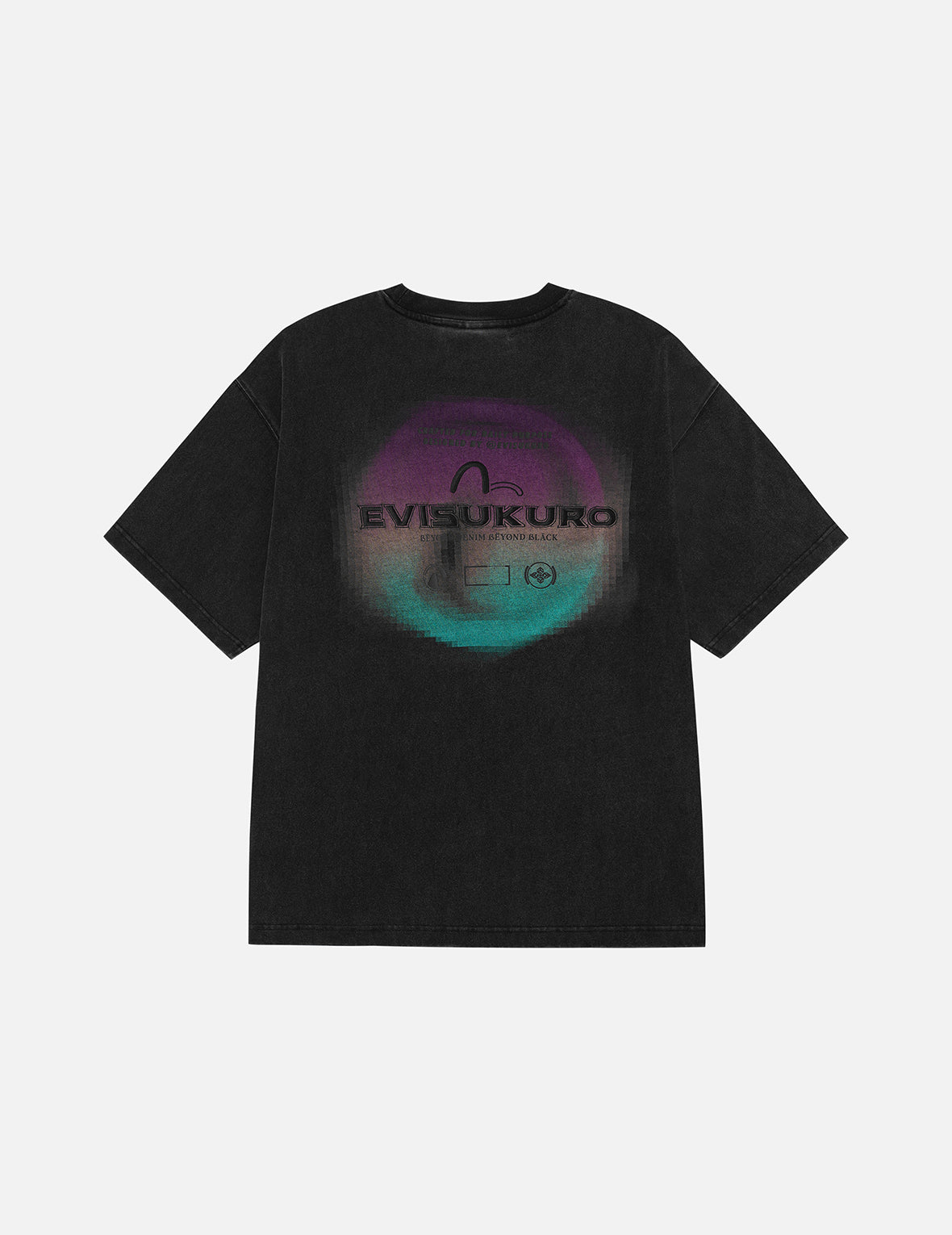 Washed Distressed Pocket and Gradient Print Loose Fit T-shirt