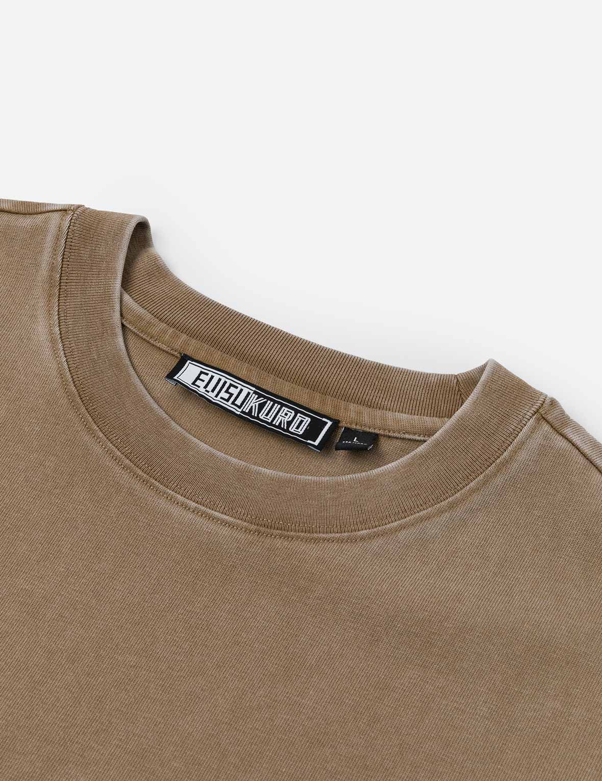 Washed Distressed Pocket and Gradient Print Loose Fit T-shirt