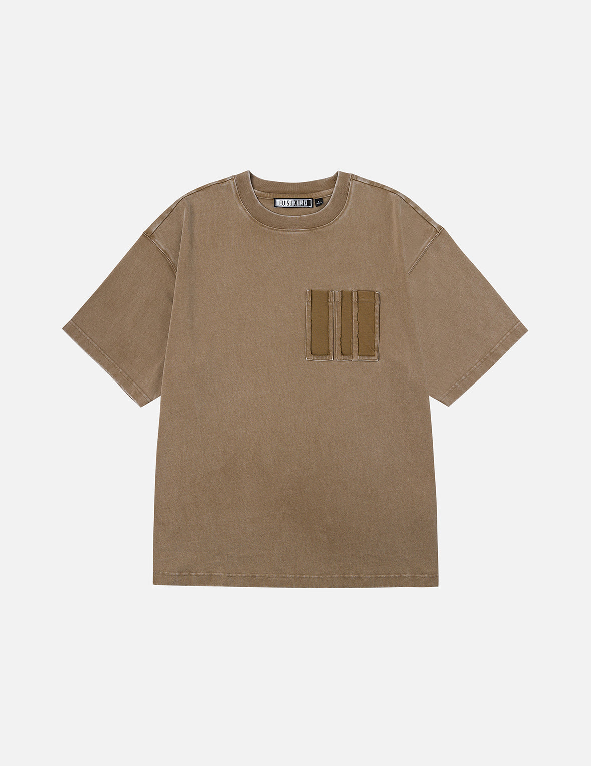 Washed Distressed Pocket and Gradient Print Loose Fit T-shirt
