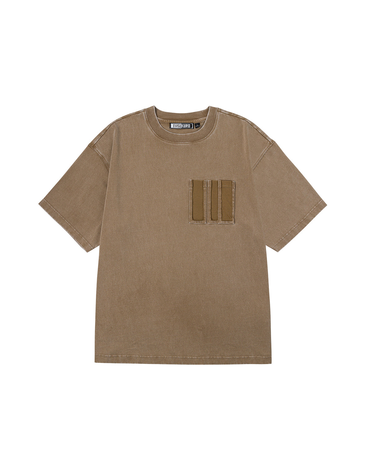 Washed Distressed Pocket and Gradient Print Loose Fit T-shirt
