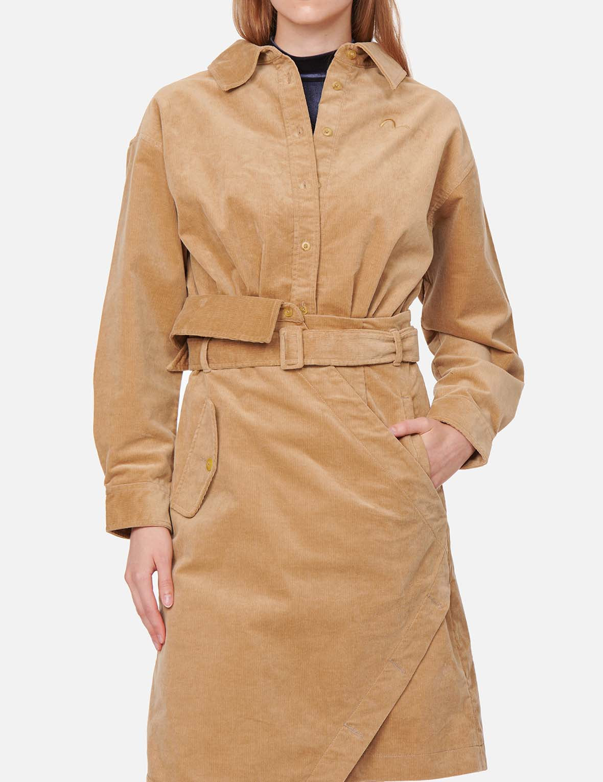Logo Embroidered Corduroy Dress
