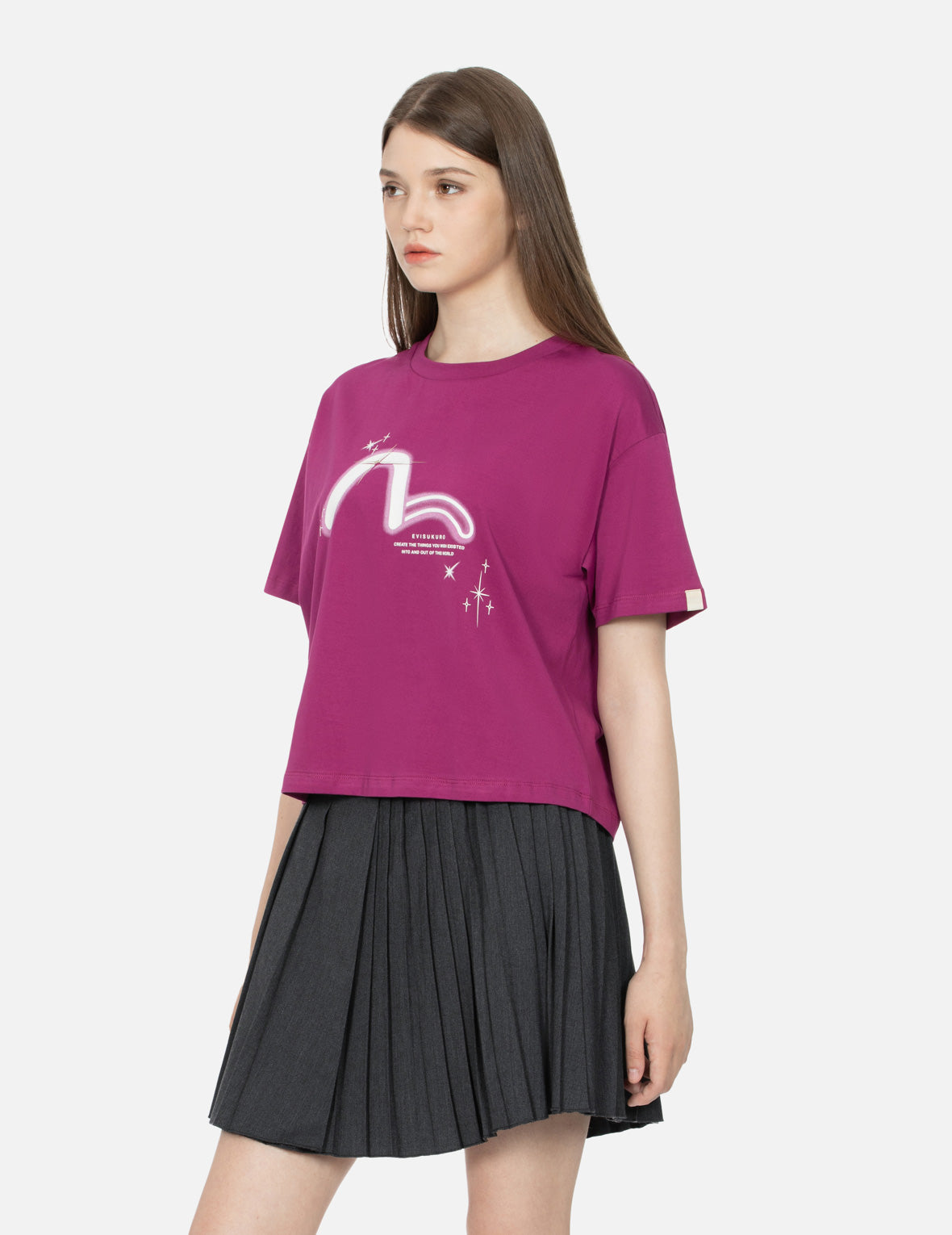 Seagull and Galaxy Print Drop Shoulder T-Shirt