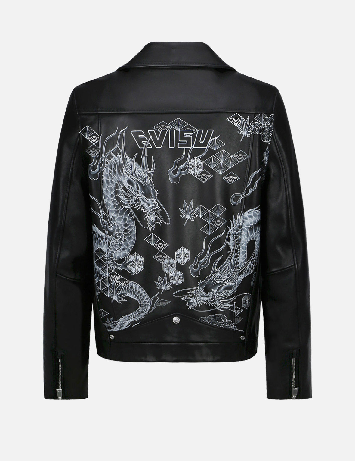 Dragon Print Leather Biker Jacket – EVISU
