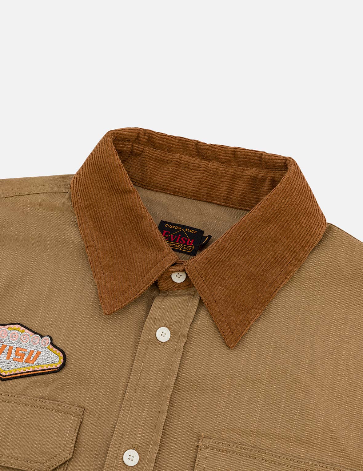 Logo Embroidery and Multi-Pocket Relax Fit Long Sleeve Shirt