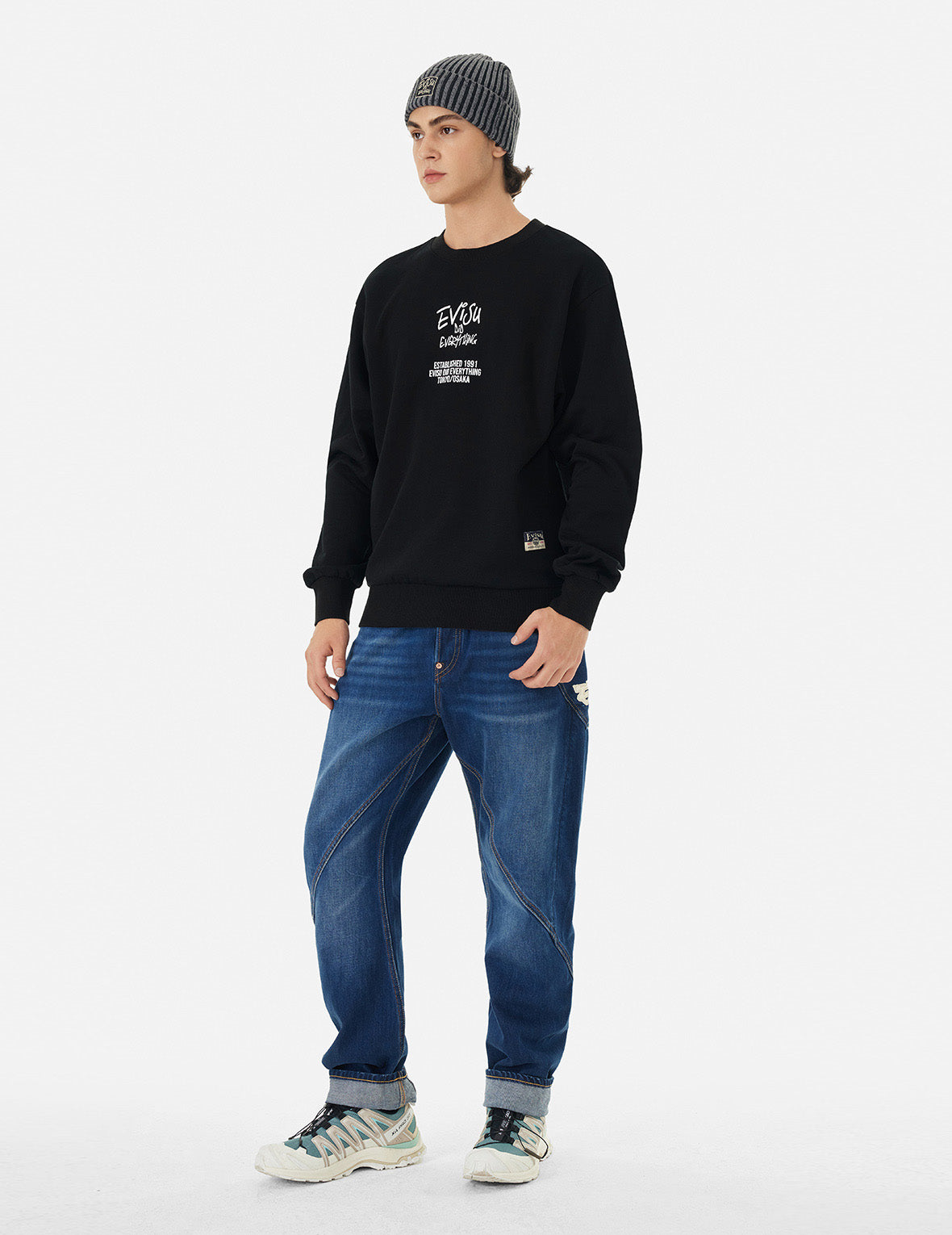 口号和照片印花宽版休闲卫衣