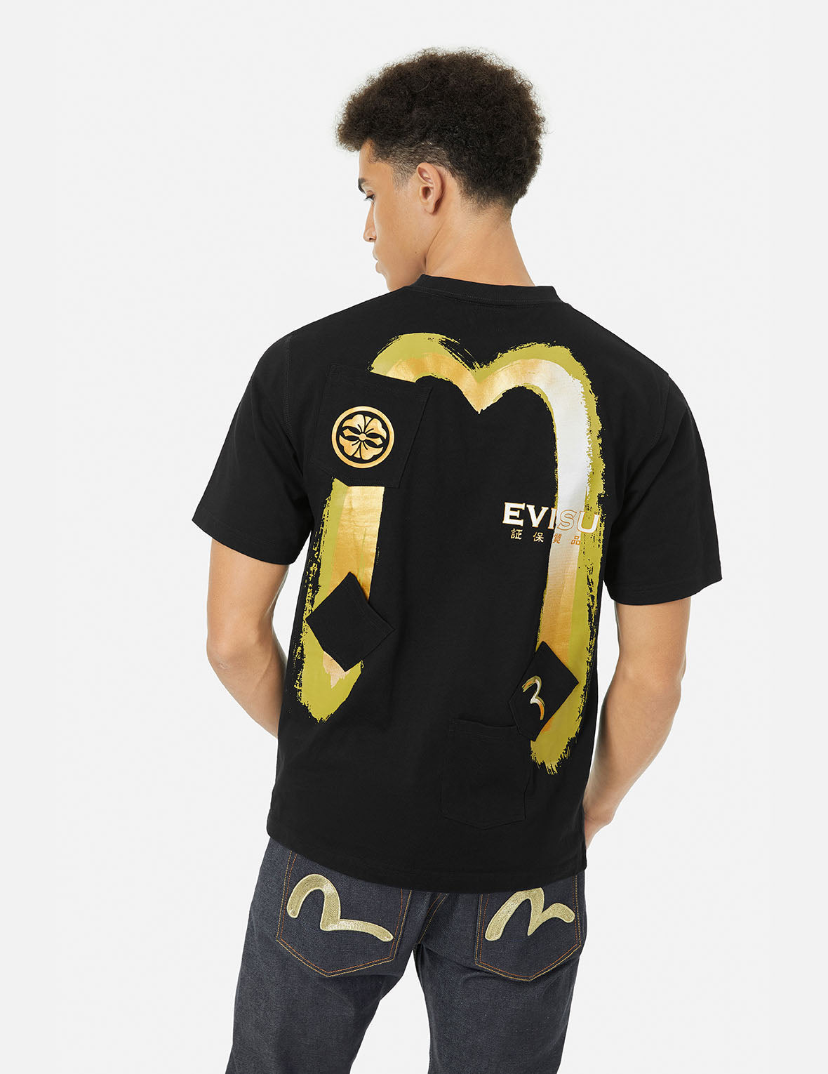 Multi-Pocket Print and Seagull Brushstroke Daicock Print Regular Fit T-Shirt